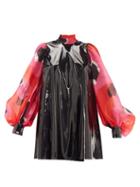 Matchesfashion.com Elzinga - Pvc And Silk-organza Mini Dress - Womens - Black Pink