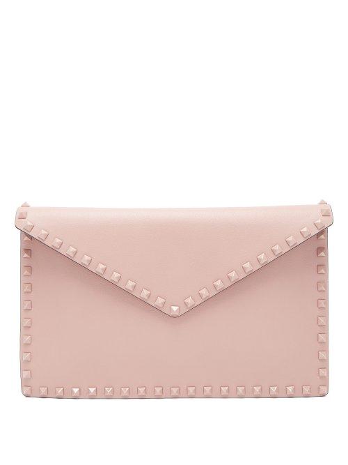 Matchesfashion.com Valentino - Rockstud Leather Pouch - Womens - Nude