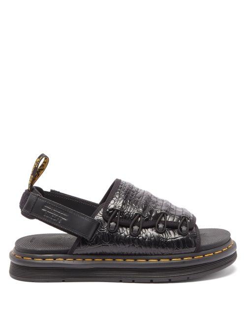 Dr Martens X Suicoke - Mura Crocodile-effect Leather Sandals - Mens - Black