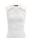 Matchesfashion.com Balmain - Sleeveless Ribbed Sweater - Womens - White
