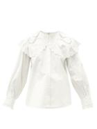 Matchesfashion.com Sea - Marina Peter Pan Collar Cotton-poplin Shirt - Womens - White