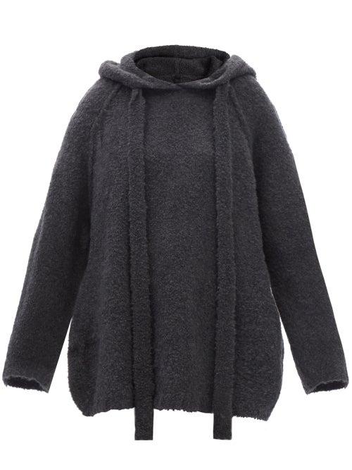 Petar Petrov - Ember Oversized Boucl Hooded Sweatshirt - Womens - Dark Grey