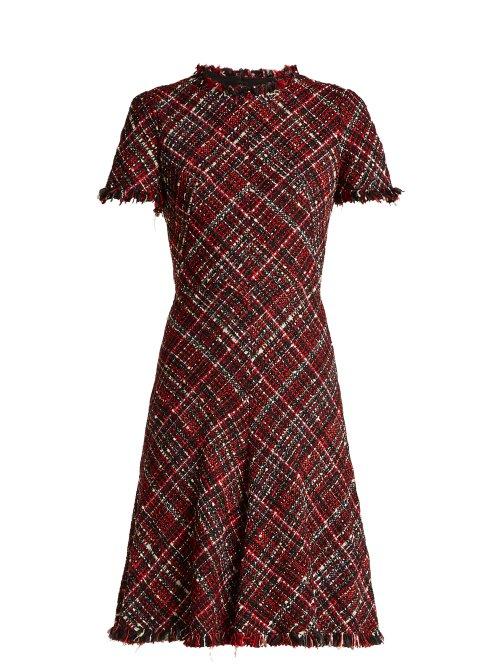 Matchesfashion.com Alexander Mcqueen - Short Sleeved Tweed Dress - Womens - Red Multi