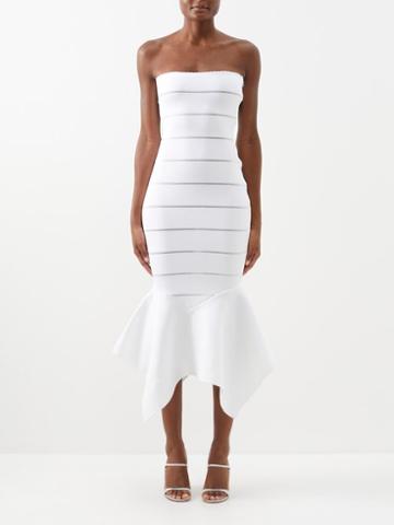 Alexandre Vauthier - Striped Fishtail Midi Dress - Womens - White