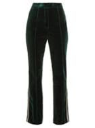 Matchesfashion.com Mary Katrantzou - Deosh High Rise Straight Leg Velvet Trousers - Womens - Dark Green