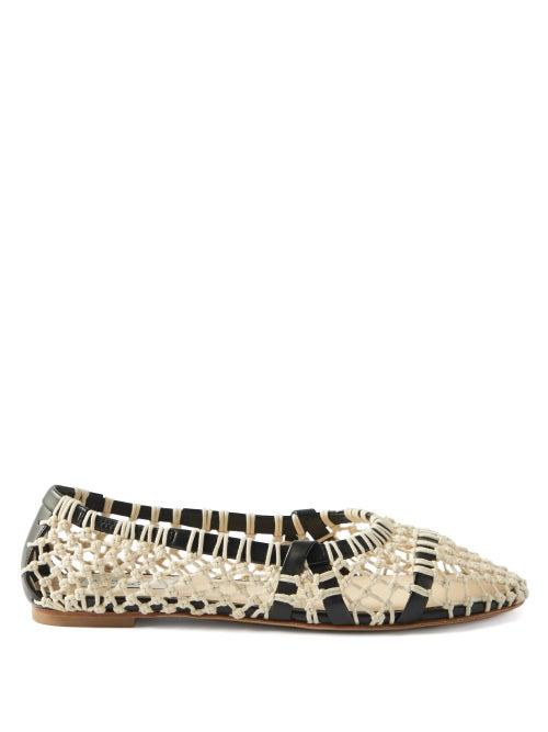 Gabriela Hearst - Armar Crochet Cotton And Leather Flats - Womens - Cream