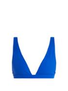 Matchesfashion.com Rochelle Sara - The Enga V Neck Bikini Top - Womens - Blue