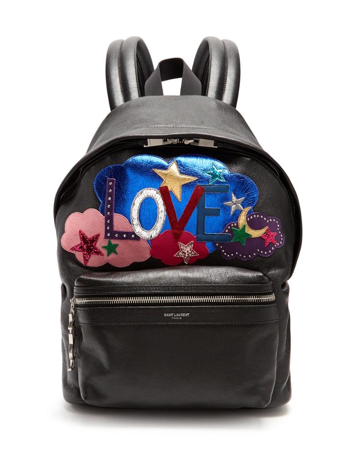 Saint Laurent Mini City Love-appliqu Leather Backpack