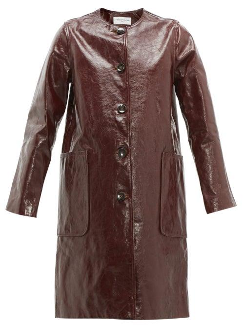 Matchesfashion.com Officine Gnrale - Estelle Patent Leather Overcoat - Womens - Burgundy