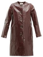 Matchesfashion.com Officine Gnrale - Estelle Patent Leather Overcoat - Womens - Burgundy