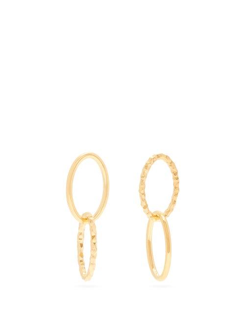 Matchesfashion.com All Blues - Ellipse Mismatched Gold Vermeil Hoop Earrings - Womens - Gold