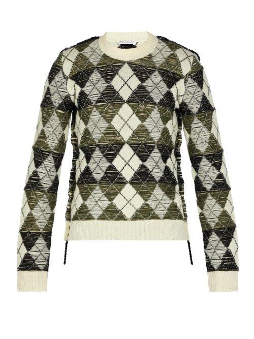 Matchesfashion.com Jw Anderson - Argyle Wool Sweater - Mens - Black White