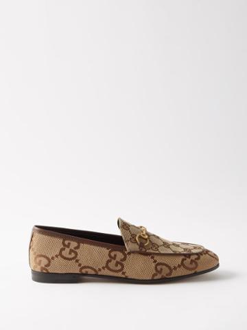 Gucci - Jordan Horsebit Gg-canvas Loafers - Womens - Brown Multi
