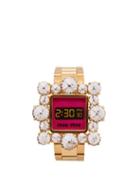 Matchesfashion.com Miu Miu - Crystal Embellished Watch Bracelet - Womens - Gold