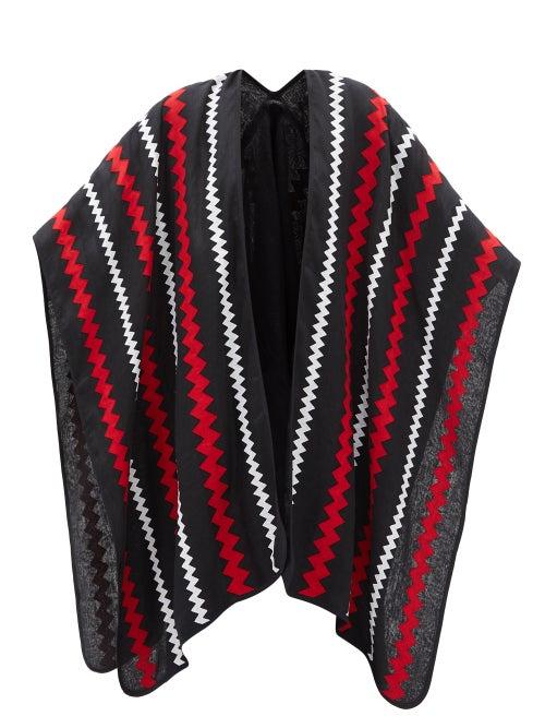 Vita Kin - Ola Zigzag-appliqu Linen Cape - Womens - Black Multi