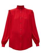 Matchesfashion.com No. 21 - Ruffle Trimmed Crepe Blouse - Womens - Red