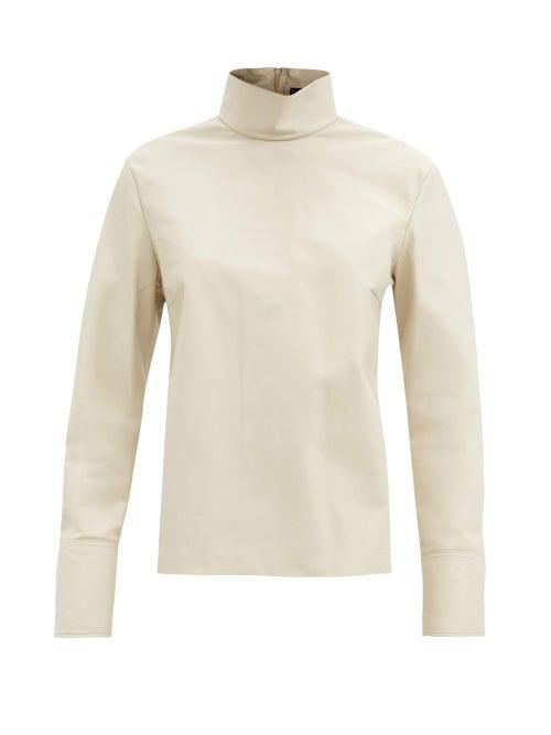 Matchesfashion.com Joseph - Bibo High-neck Leather Top - Womens - Ivory