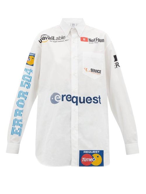 Matchesfashion.com Vetements - Internet Branded Poplin Shirt - Womens - White Multi