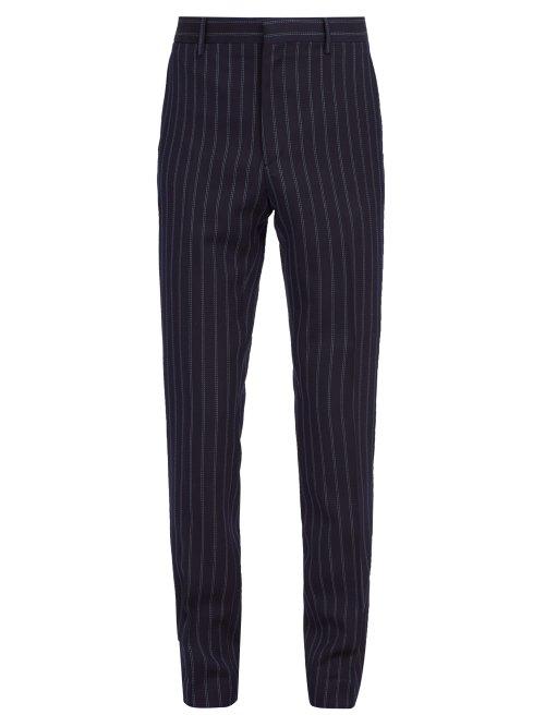Matchesfashion.com Calvin Klein 205w39nyc - Side Stripe Wool Blend Trousers - Mens - Navy