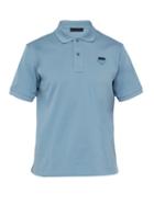 Matchesfashion.com Prada - Conceptual Triangle Logo Cotton Piqu Polo Shirt - Mens - Light Blue