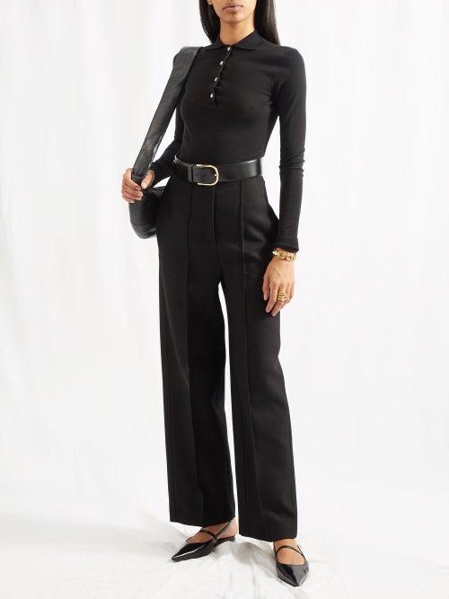 Toteme - Knitted Polo Sweater - Womens - Black