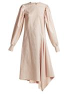 Matchesfashion.com Calvin Klein 205w39nyc - Pinstriped Silk And Cotton Blend Midi Dress - Womens - White Multi