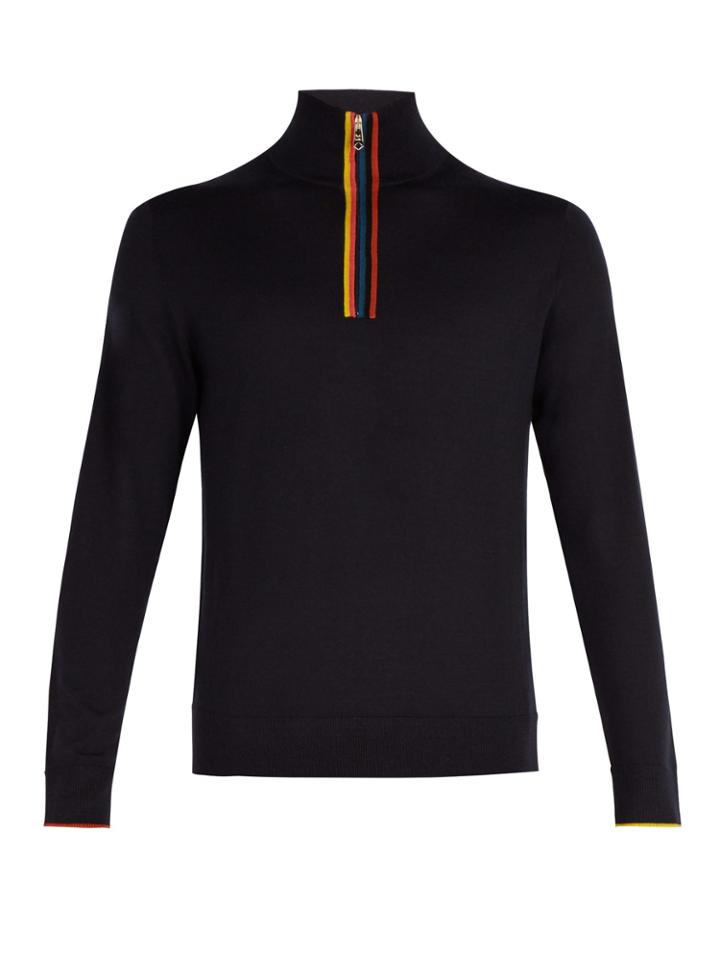 Paul Smith High-neck Half-zip Merino-wool Sweater