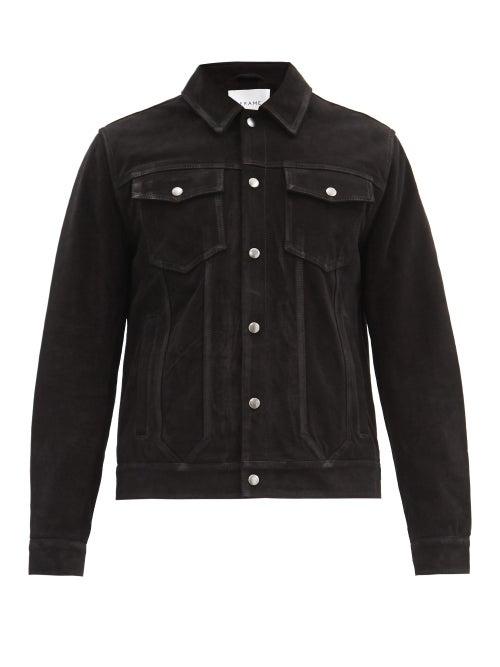 Matchesfashion.com Frame - Suede Trucker Jacket - Mens - Black