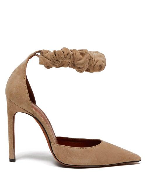 Matchesfashion.com Altuzarra - George Scrunchie Strap Suede Pumps - Womens - Beige