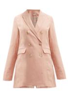 Matchesfashion.com White Story - Bea Double Breasted Linen Blazer - Womens - Light Pink