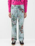 Molly Goddard - Lorenzo Floral-print Straight-leg Jeans - Mens - Blue Multi