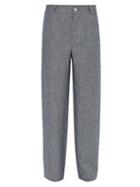Matchesfashion.com Hecho - Mid Rise Striped Linen Trousers - Mens - Navy