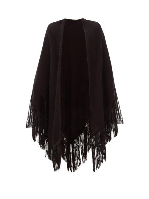 Matchesfashion.com Babjades - Suede Fringed Cashmere Shawl - Womens - Black