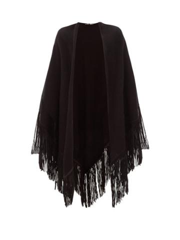 Matchesfashion.com Babjades - Suede Fringed Cashmere Shawl - Womens - Black