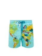 Matchesfashion.com Vilebrequin - Map Print Swim Shorts - Mens - Blue Multi