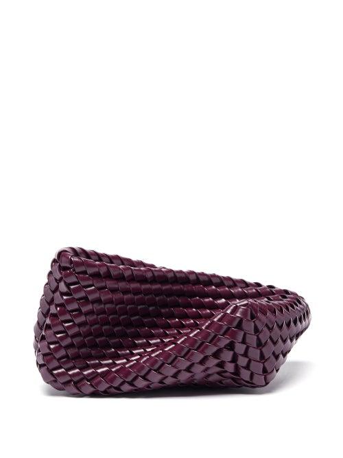 Bottega Veneta - Structure Intrecciato Leather Clutch Bag - Womens - Burgundy