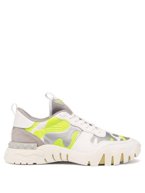 Matchesfashion.com Valentino Garavani - Rockrunner Plus Panelled Camouflage Trainers - Mens - White Multi