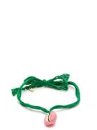 Matchesfashion.com Aurlie Bidermann - Takeyama Cotton Cord And Porcelain Ankle Bracelet - Womens - Green