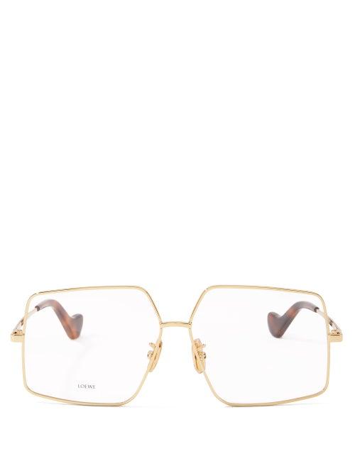Matchesfashion.com Loewe - Pentagonal Metal Glasses - Womens - Gold
