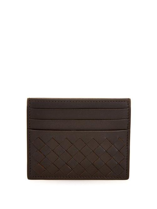 Matchesfashion.com Bottega Veneta - Intrecciato Leather Cardholder - Mens - Brown