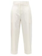 Matchesfashion.com Tibi - Celia High-rise Pleated Satin Tapered Trousers - Womens - Ivory