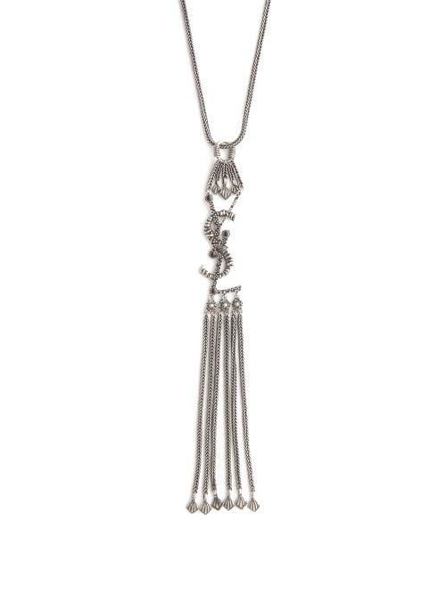 Matchesfashion.com Saint Laurent - Ysl-logo Tassel Necklace - Womens - Silver