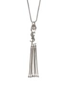 Matchesfashion.com Saint Laurent - Ysl-logo Tassel Necklace - Womens - Silver