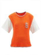 Mm6 Maison Margiela - Jacquard Cotton-blend Short-sleeved Sweater - Womens - Orange