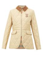 Matchesfashion.com Burberry - Leather Monogram Quilted Riding Jacket - Womens - Dark Beige