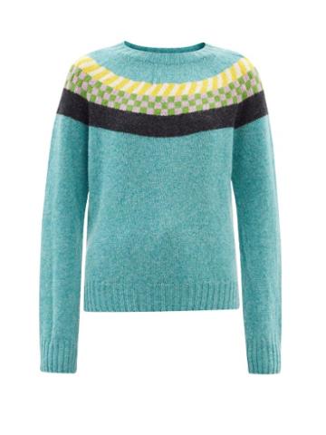 La Fetiche - Mildred Fair-isle Wool Sweater - Womens - Blue Multi