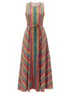 Matchesfashion.com Le Sirenuse, Positano - Ornella Wave-print Cotton Dress - Womens - Pink Multi