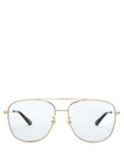 Matchesfashion.com Gucci - Aviator Square Frame Metal Sunglasses - Womens - Light Blue