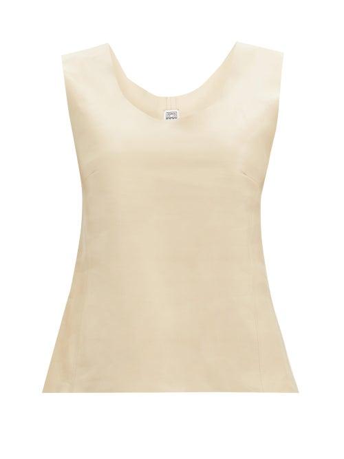 Matchesfashion.com Totme - Bergara Scoop-neck Leather Top - Womens - Ivory