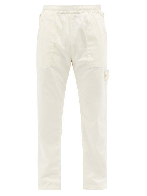 Stone Island - Logo-patch Cotton-blend Trousers - Mens - White